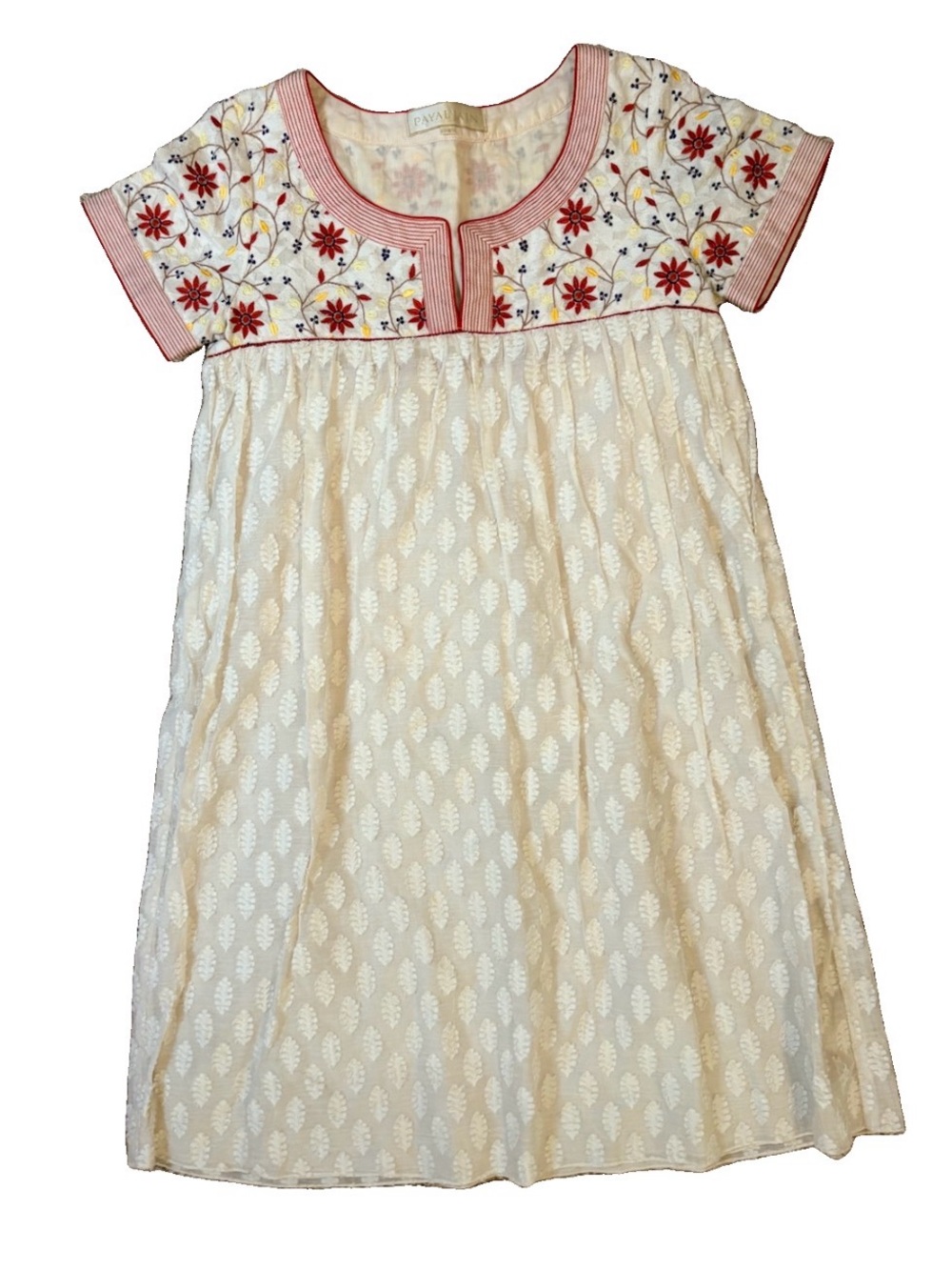 Payal Jain for Anthropologie Embroidered Cotton Boho Shift Dress Size Small